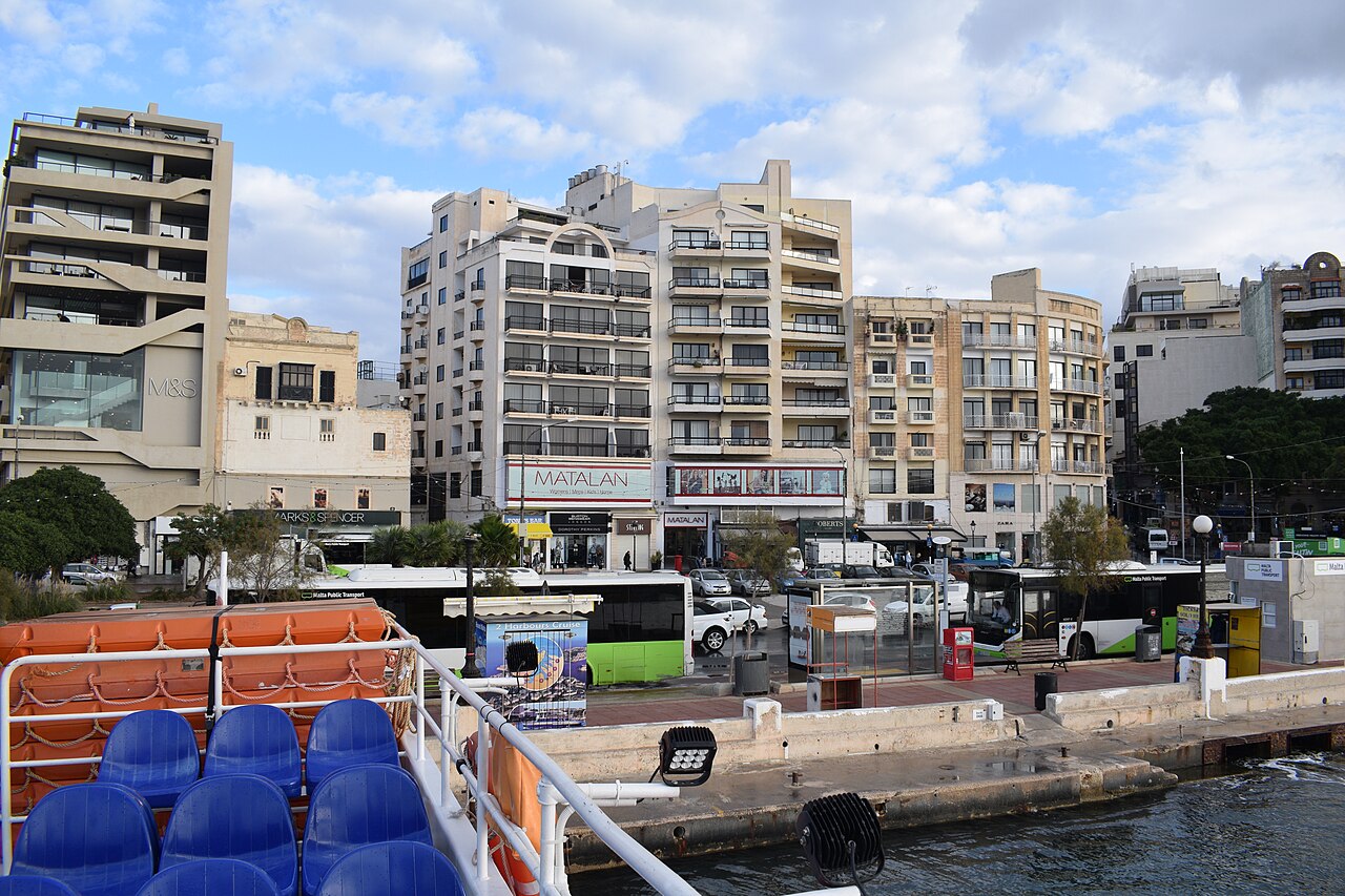View from the ferry deck towards the Sliema ferry landing and…