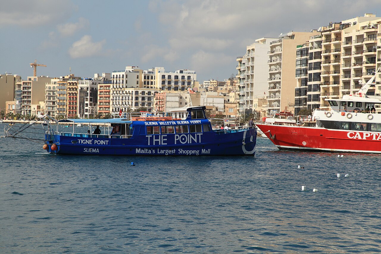 The Sliema to Valletta passenger ferry berthed at The Strand in Sliema