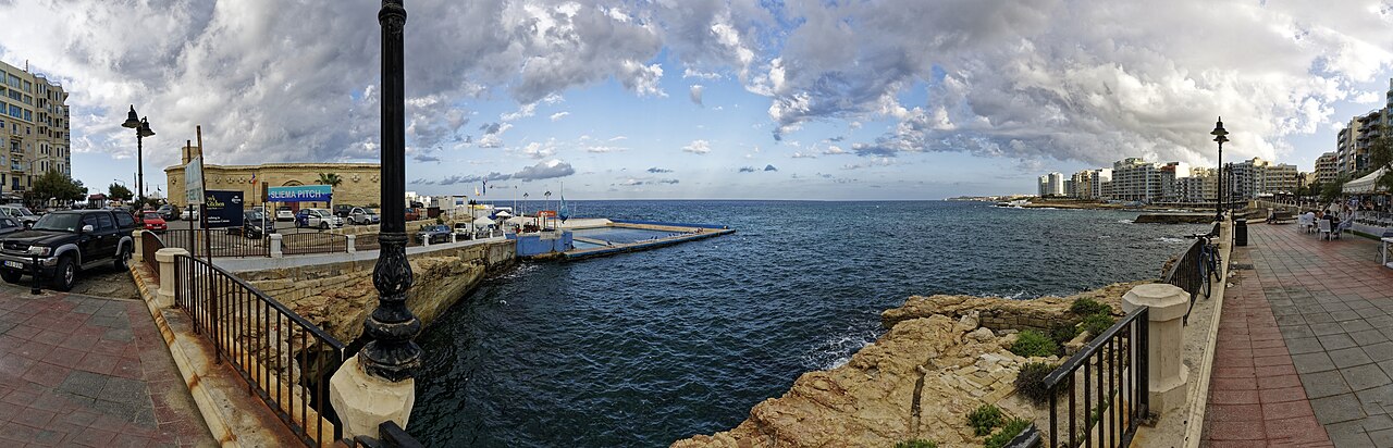 Panoramic view of the Sliema water polo pitch beside the promenade