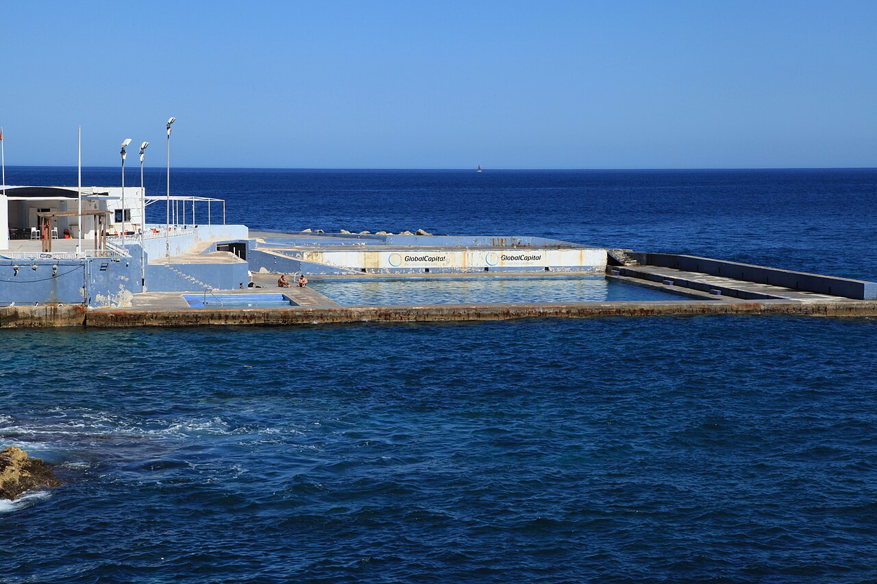 Sliema water polo pool built into the sea off Tower Road