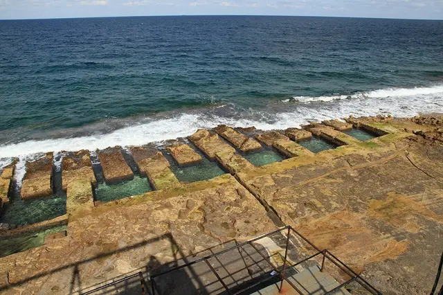 Rock-cut baths on the shore at Fond Għadir, Sliema